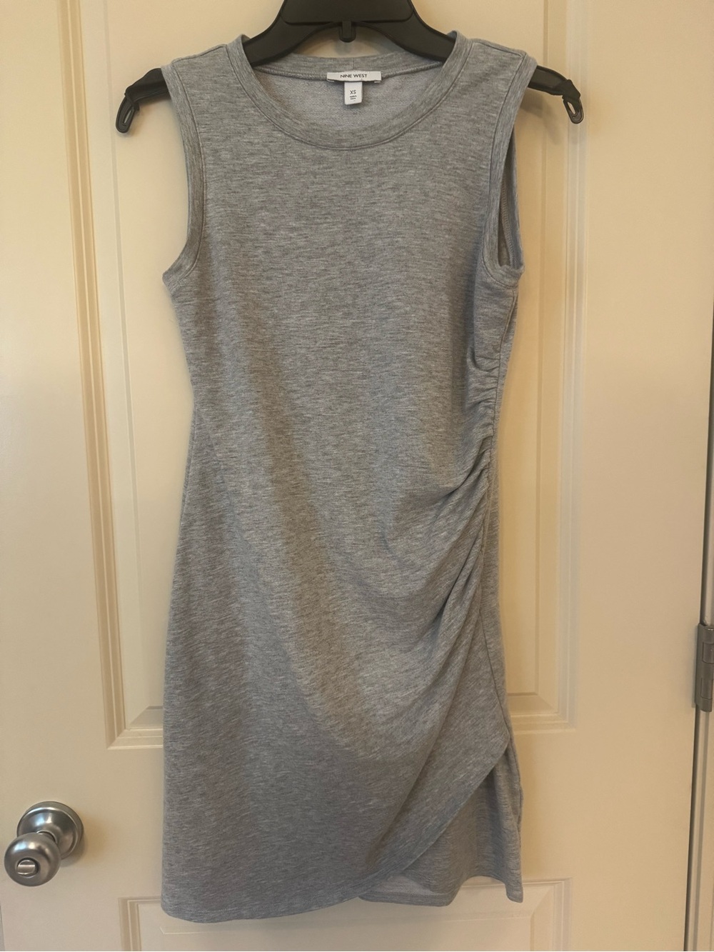 Nine West Light Gray Sleeveless Midi Dress with Side Ruching